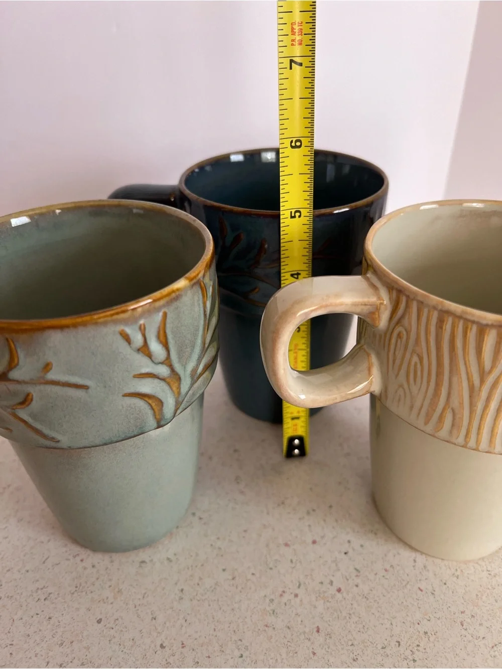 MercAsia Stackable Mugs Set of 3 Ceramic Stoneware Nesting Cups 16oz